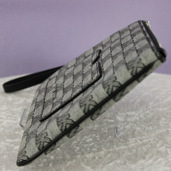 Michael Kors Logo Print Wristlet Clutch Pouch – Grey/Black Monogram MK Zip Bag - Picture 4 of 9